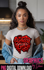 ✨ Birthday Girl Dripping Crown Glossy Red PNG ✨