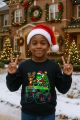 Grinch & Reindeer Monster Truck Christmas PNG β Glossy Holiday Cartoon Design