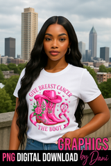 💖 Give Breast Cancer the Boot – Metallic Pink Awareness PNG 💖