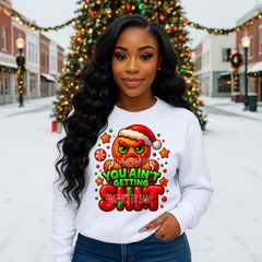 Angry Gingerbread Christmas PNG – “You Ain’t Getting Sh*t” Funny Holiday Design