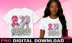 ✨ Crush Breast Cancer – Digital PNG Download ✨ Silver, and Black