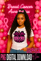 🎀 Pink Glitter Pumpkin Awareness PNG