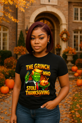 The Grinch Who Stole Thanksgiving Black PNG | Funny Thanksgiving Shirt Design | Bold & Glossy Holiday Graphic PNG FILE ONLY