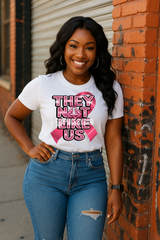 They Not Like Us Breast Cancer Awareness PNG | Glitter Pink Ribbon Boxing Gloves