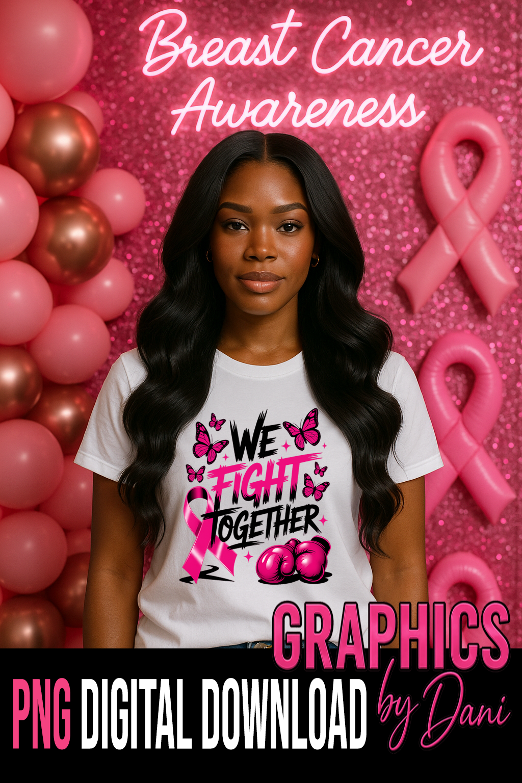 We Fight Together PNG | Breast Cancer Awareness Digital Download