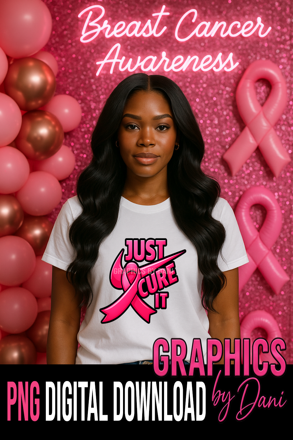 Just Cure It – Breast Cancer Awareness PNG Digital Download