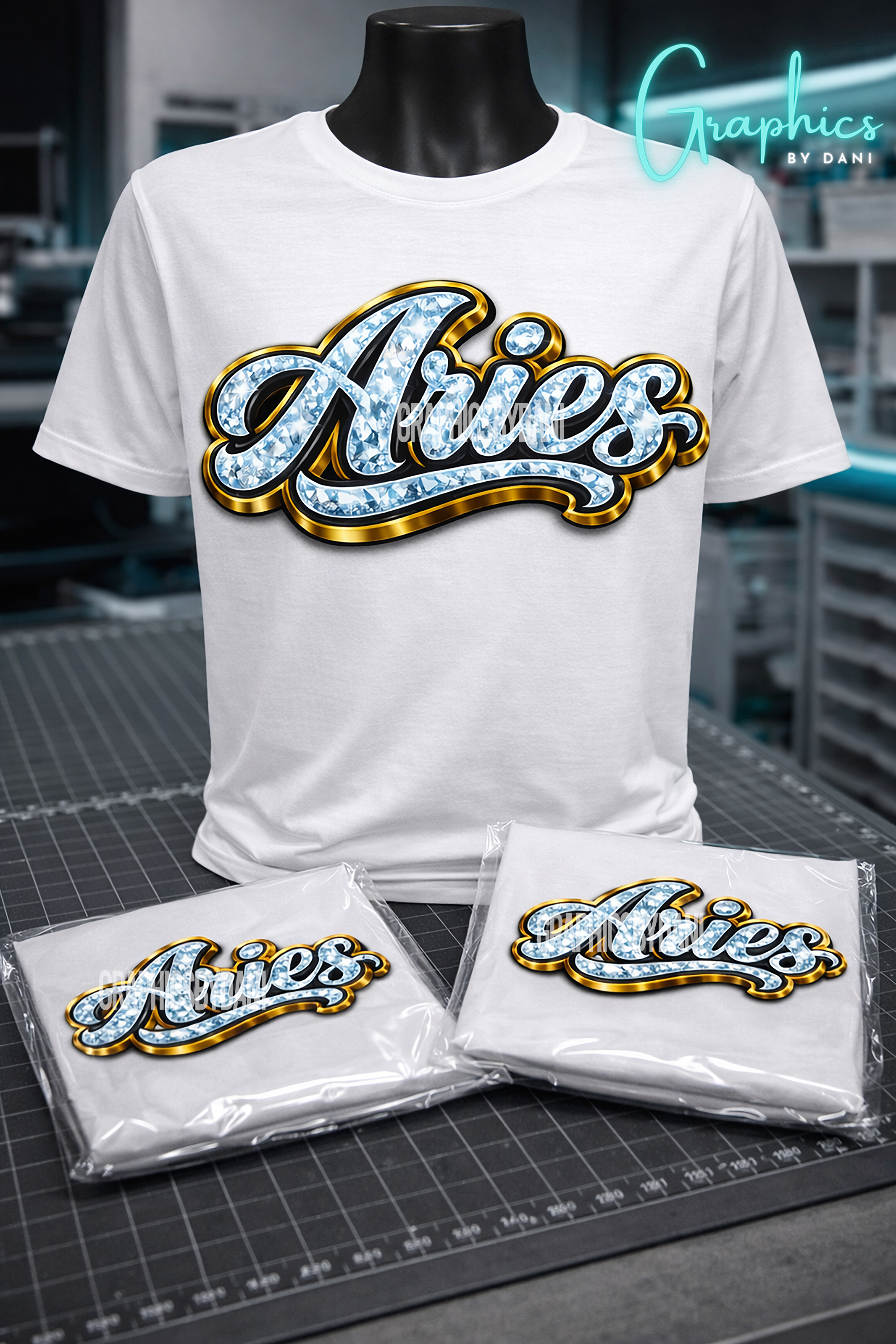 Aries Script Aries Zodiac Bling PNG | Luxury Diamond Script Design | Gold Chrome As ...