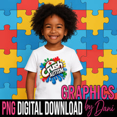 Crush Autism Awareness PNG | Bold Vibrant Digital Download T-Shirt Design