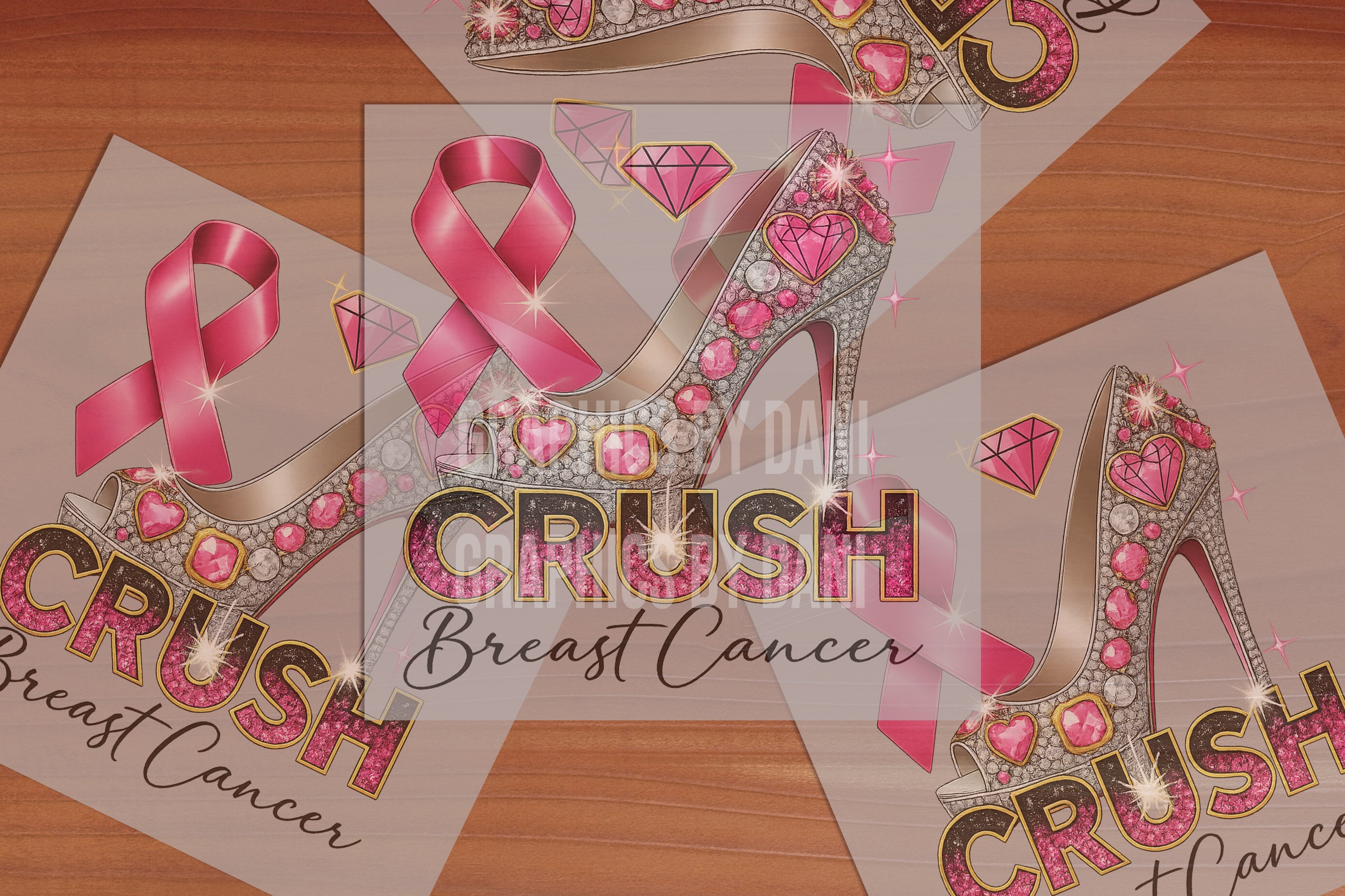 Crush Breast Cancer Awareness DTF Transfer – Pink Ribbon High Heel Design