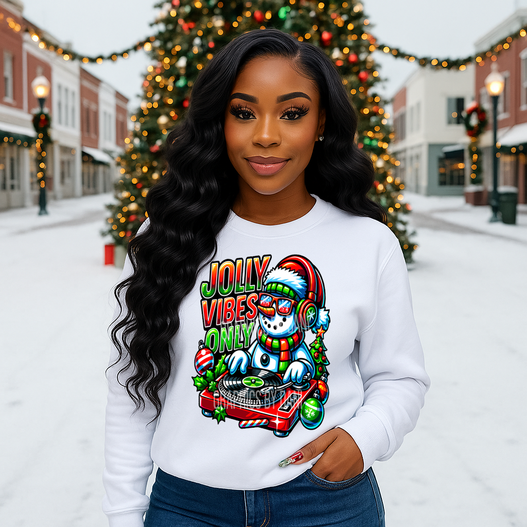 Jolly Vibes Only Snowman DJ Christmas PNG