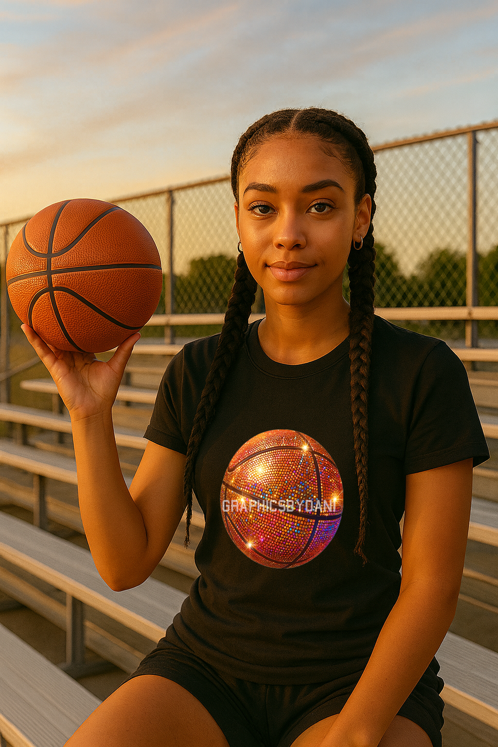 ✨ Rhinestone Basketball PNG – Glossy Sparkle Design for Crafters