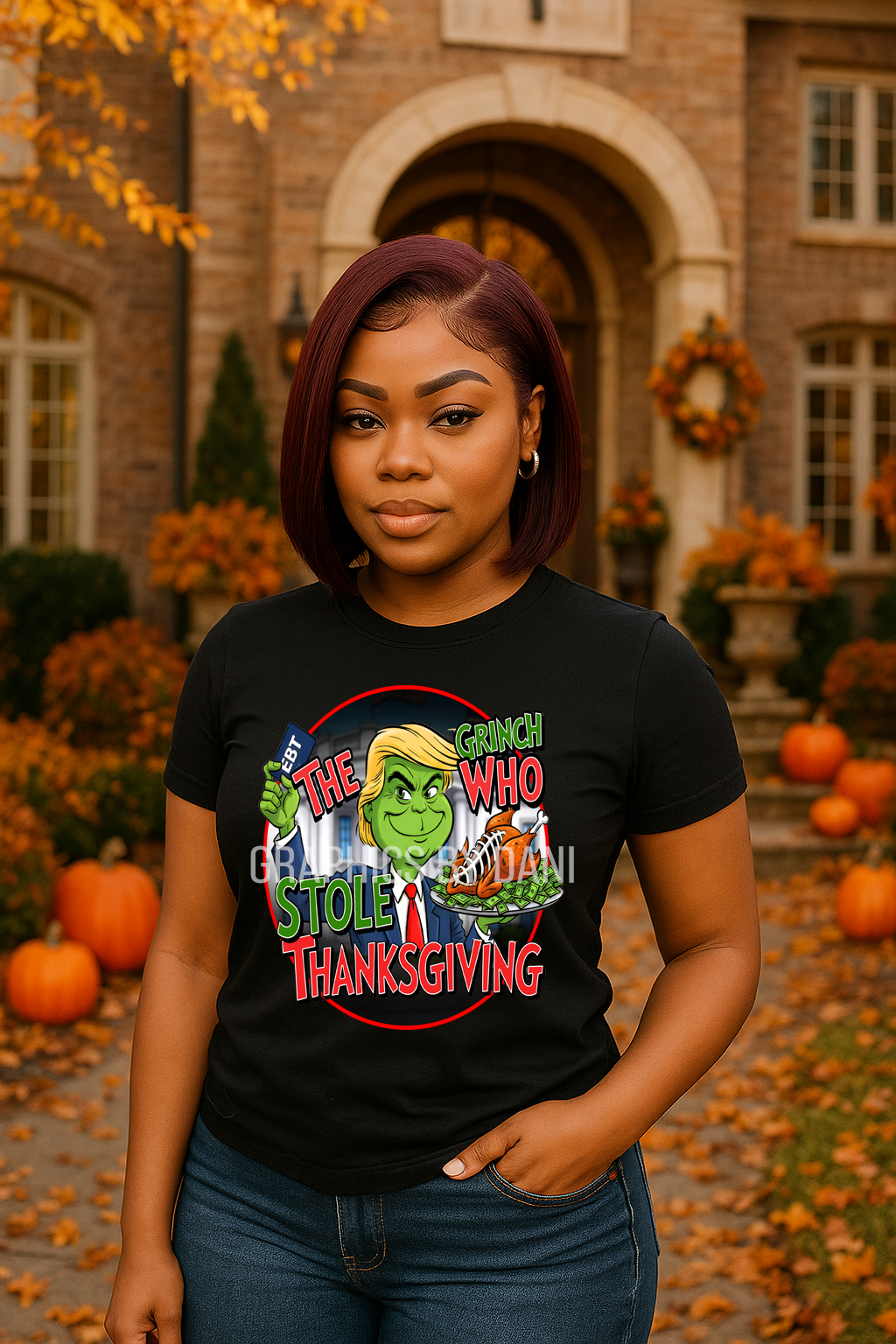 The Grinch Who Stole Thanksgiving PNG | Funny Thanksgiving Shirt Design | Bold & Glossy Holiday Graphic