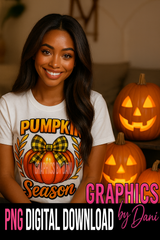 Pumpkin Season Fall PNG – Bold, Glossy Autumn Design