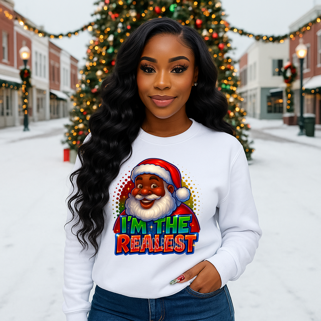 🎅 I’M THE REALEST – African American Santa Christmas PNG 🎄