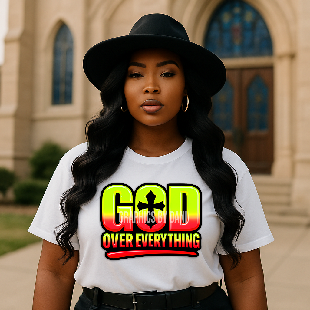 GOD OVER EVERYTHING PNG Bundle | Bold Faith-Based Gradient Designs (8-Pack, 300 DPI)