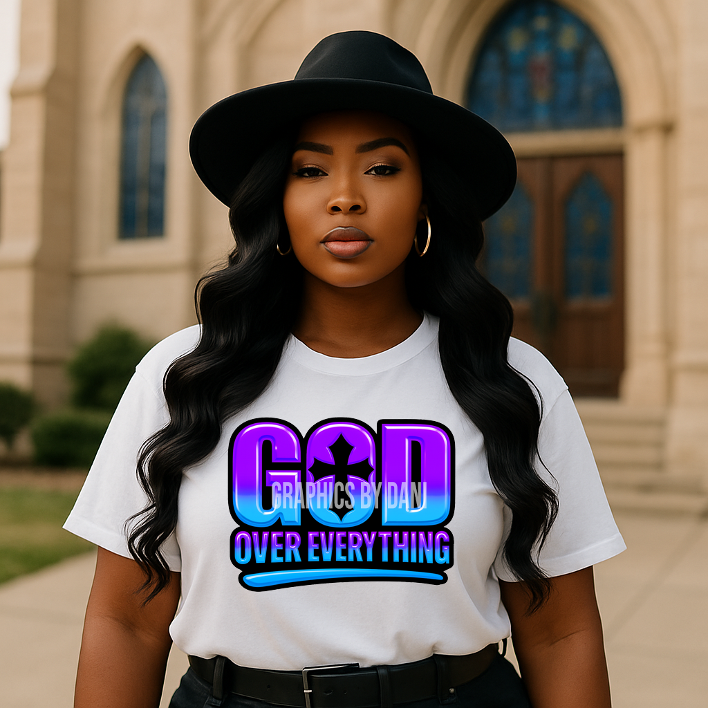 GOD OVER EVERYTHING PNG Bundle | Bold Faith-Based Gradient Designs (8-Pack, 300 DPI)
