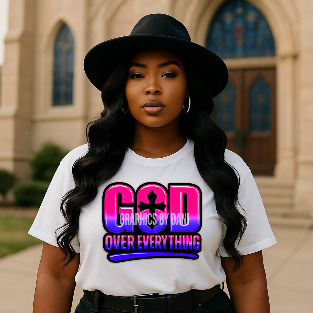 GOD OVER EVERYTHING PNG Bundle | Bold Faith-Based Gradient Designs (8-Pack, 300 DPI)