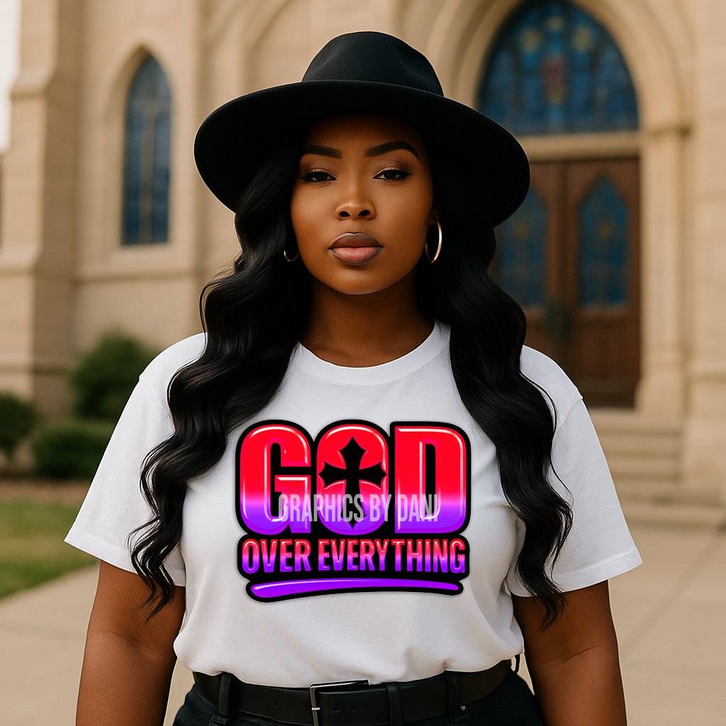 GOD OVER EVERYTHING PNG Bundle | Bold Faith-Based Gradient Designs (8-Pack, 300 DPI)