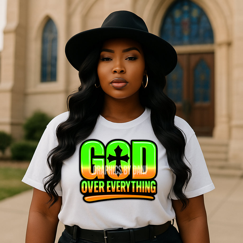 GOD OVER EVERYTHING PNG Bundle | Bold Faith-Based Gradient Designs (8-Pack, 300 DPI)