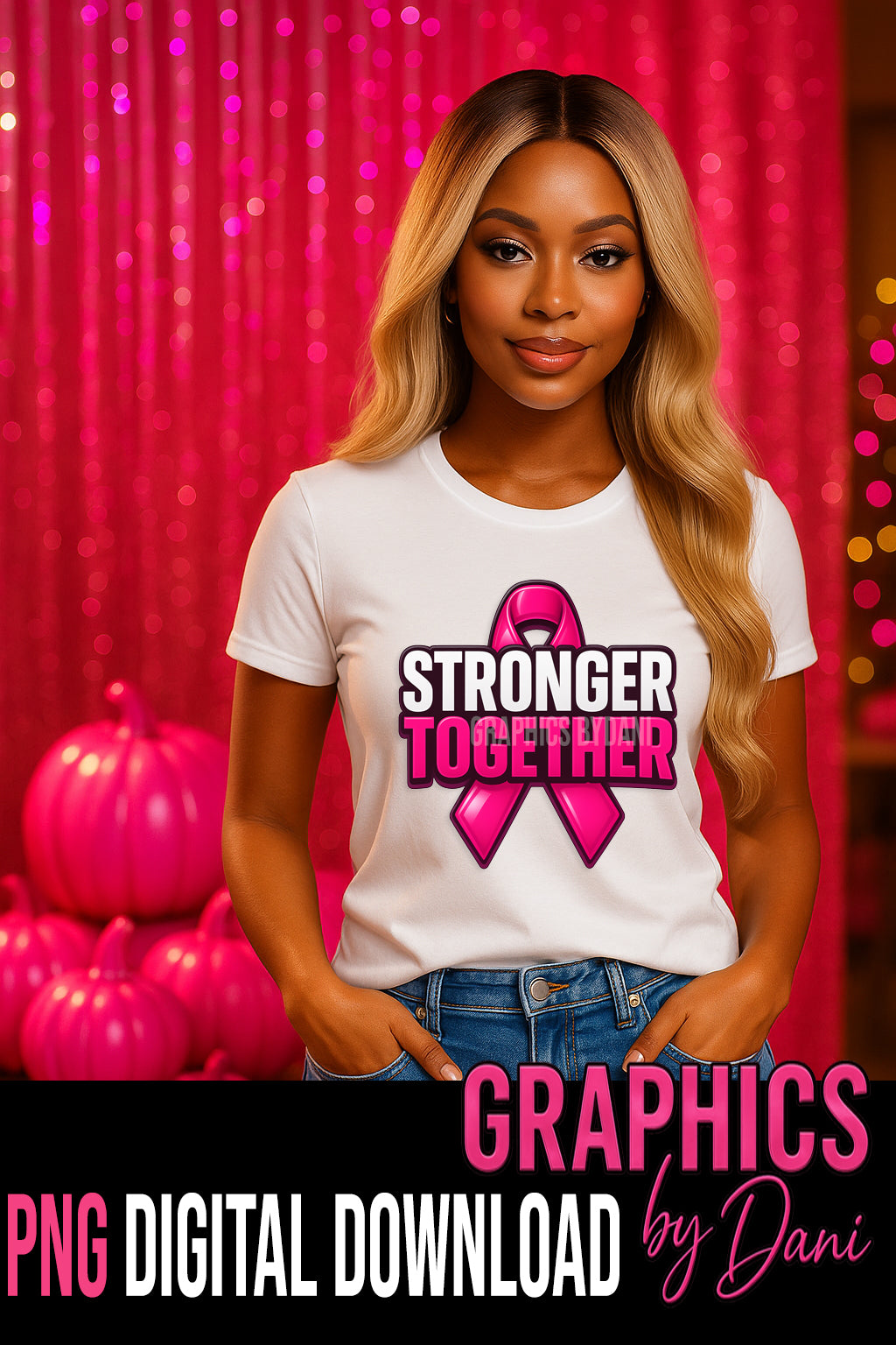 🎀 Stronger Together Breast Cancer Awareness PNG Bundle | $1 Wednesday Special