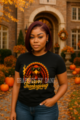Cool Turkey “Happy Thanksgiving” PNG – Bold, Glossy Fall Design