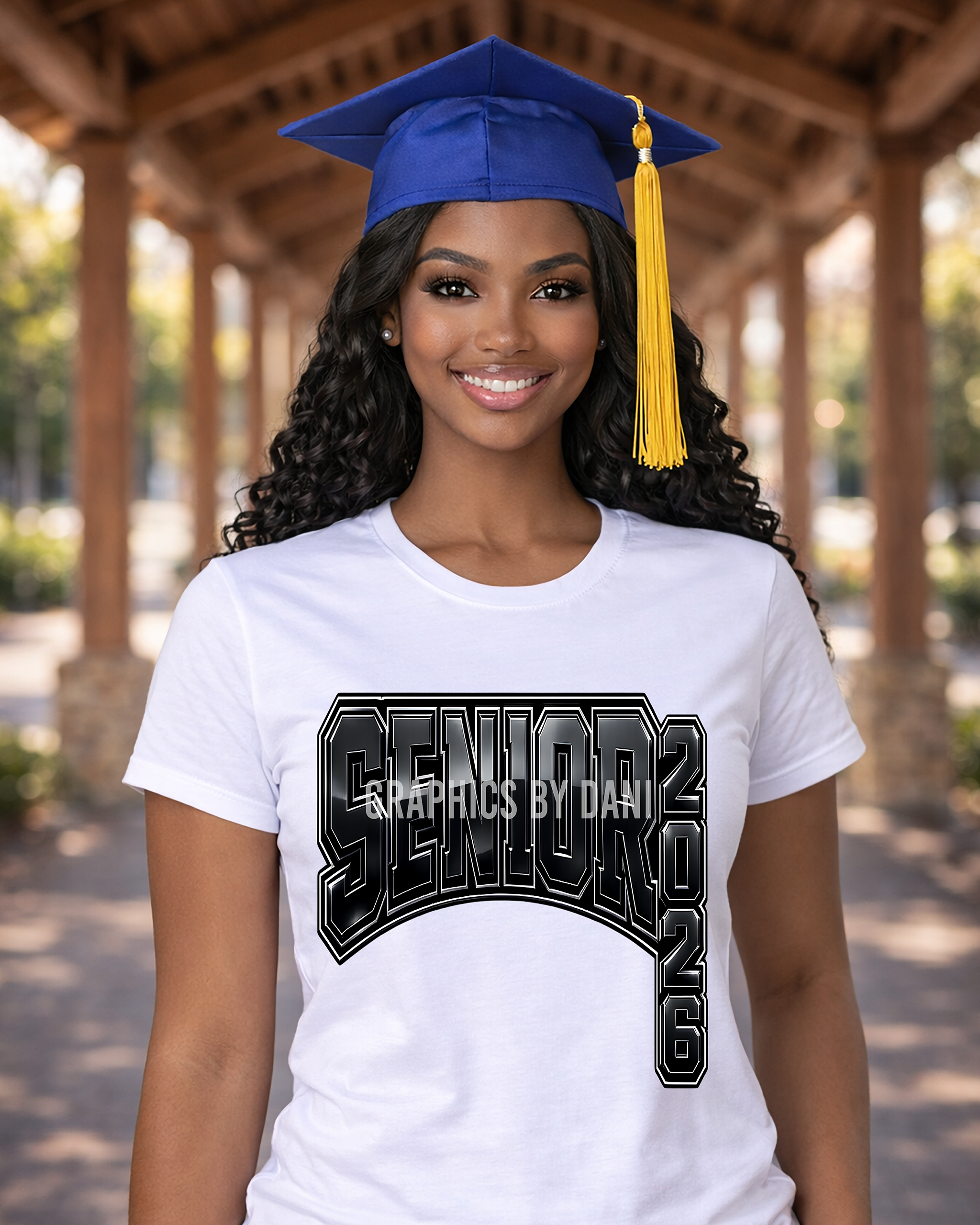 Senior 2026 Metallic Varsity Typography PNG | Luxury Black Chrome Graduation Design | Print-Ready Digital Download